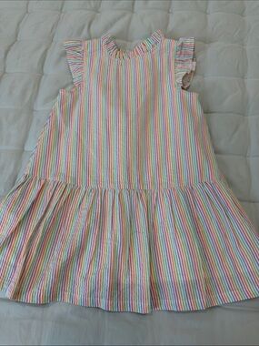 Ruffle Butts Girls' Multi-Color Stripe Ruffle Sleeve Dress